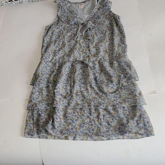 MOSSIMO gray yellow sheer tiered dress - Picture 1 of 5